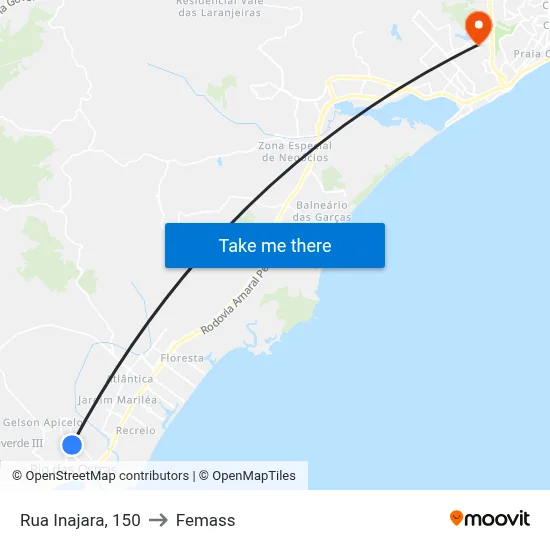 Rua Inajara, 150 to Femass map
