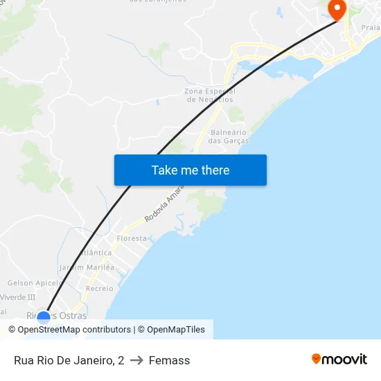 Rua Rio De Janeiro, 2 to Femass map
