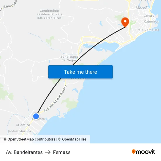 Av. Bandeirantes to Femass map