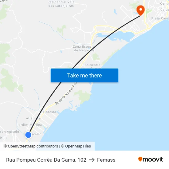 Rua Pompeu Corrêa Da Gama, 102 to Femass map