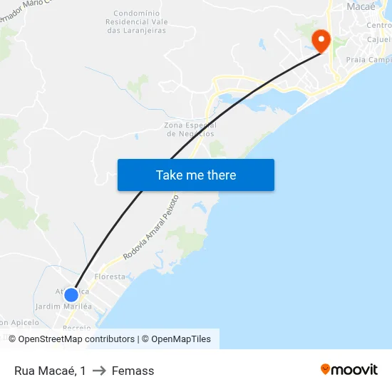 Rua Macaé, 1 to Femass map