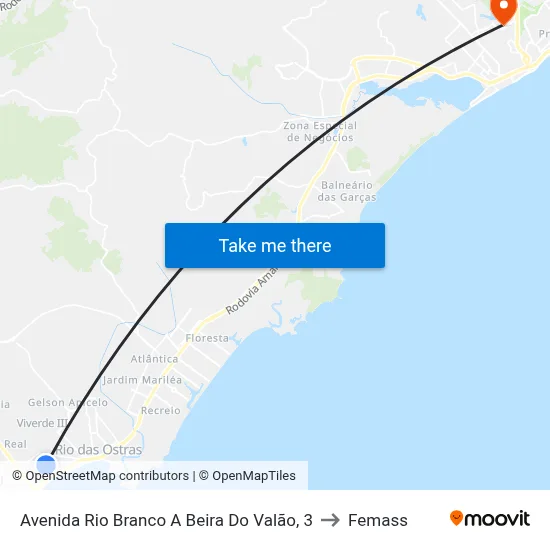 Avenida Rio Branco A Beira Do Valão, 3 to Femass map