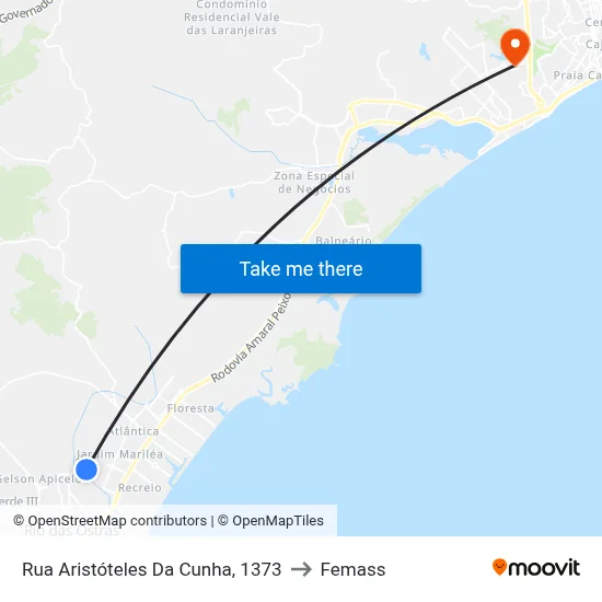 Rua Aristóteles Da Cunha, 1373 to Femass map