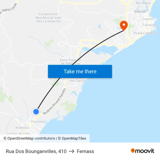 Rua Dos Bounganvilles, 410 to Femass map