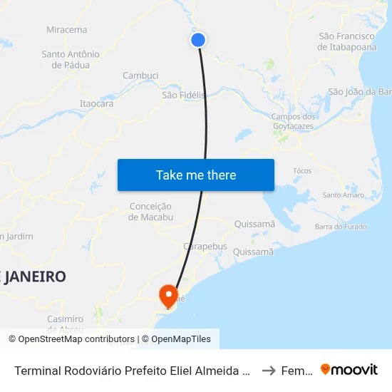 Terminal Rodoviário Prefeito Eliel Almeida Ribeiro (Italva) to Femass map