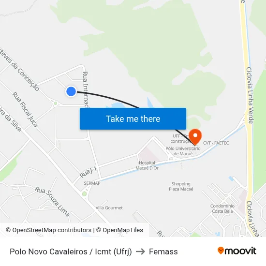 Polo Novo Cavaleiros / Icmt (Ufrj) to Femass map