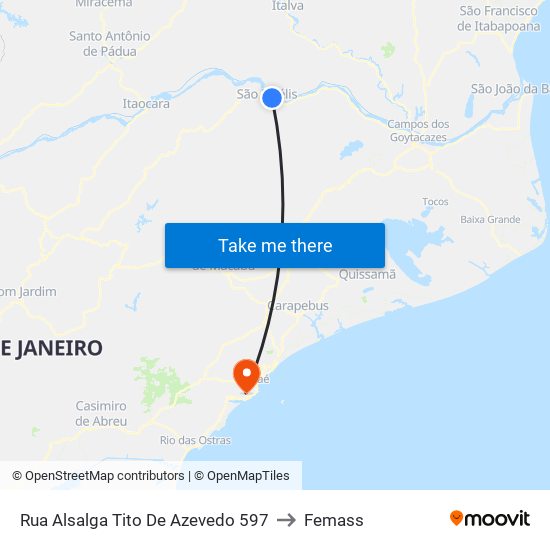 Rua Alsalga Tito De Azevedo 597 to Femass map
