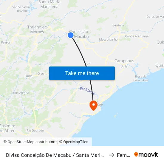 Divisa Conceição De Macabu / Santa Maria Madalena to Femass map