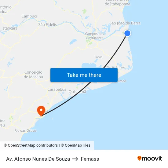 Av. Afonso Nunes De Souza to Femass map