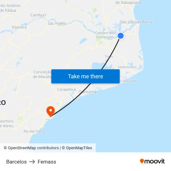 Barcelos to Femass map