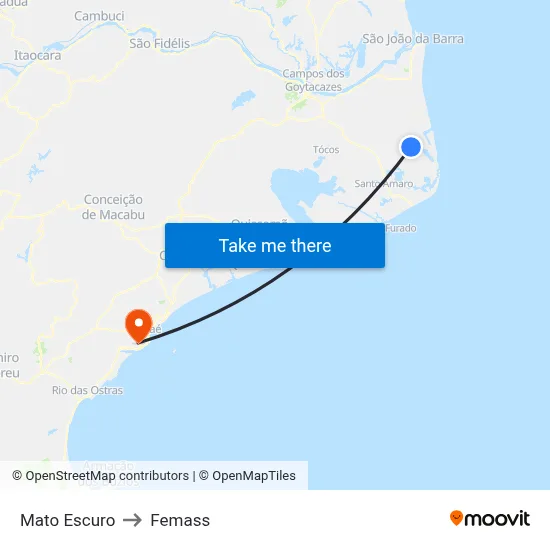 Mato Escuro to Femass map