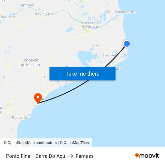 Ponto Final - Barra Do Açu to Femass map