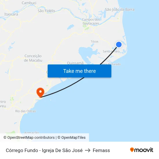 Córrego Fundo - Igreja De São José to Femass map