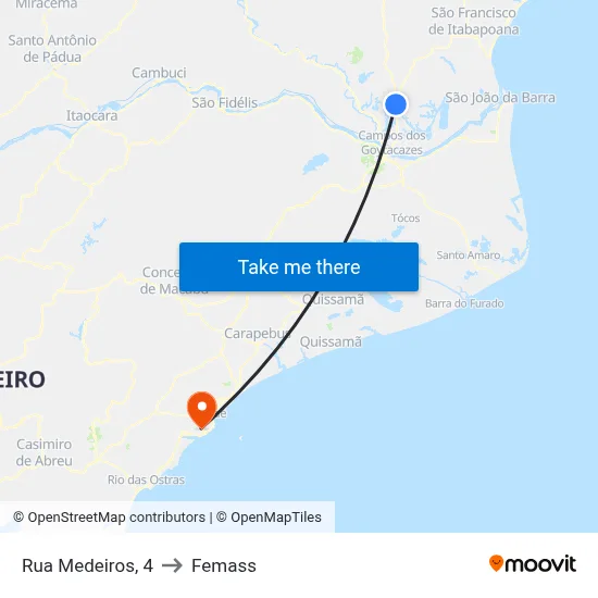 Rua Medeiros, 4 to Femass map