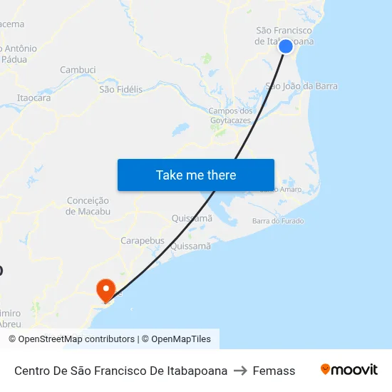 Centro De São Francisco De Itabapoana to Femass map