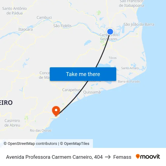 Avenida Professora Carmem Carneiro, 404 to Femass map