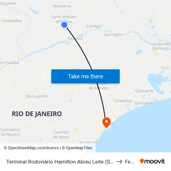 Terminal Rodoviário Hamilton Abreu Leite (Santo Antônio De Pádua) to Femass map