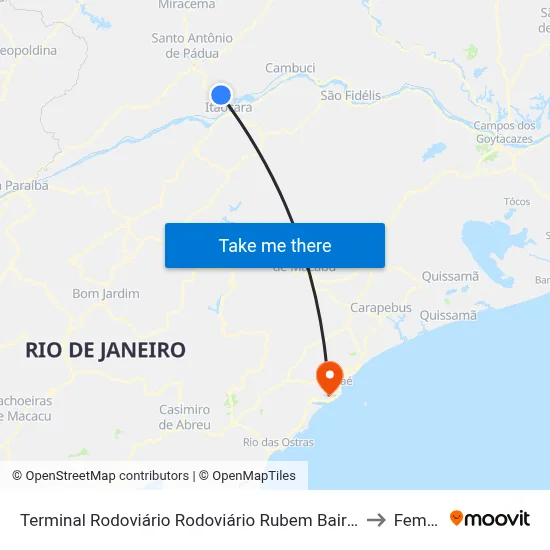 Terminal Rodoviário Rodoviário Rubem Bairral (Aperibé) to Femass map