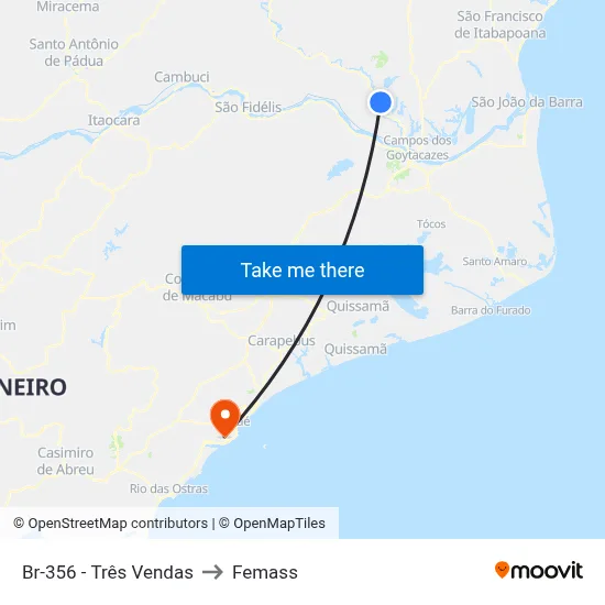 Br-356 - Três Vendas to Femass map