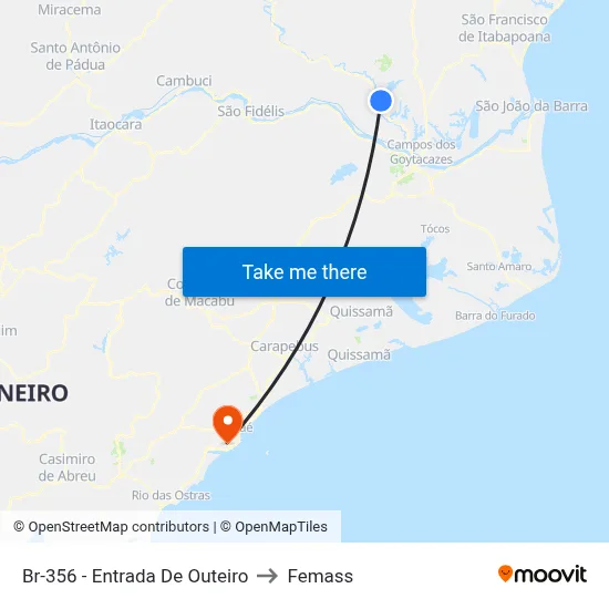 Br-356 - Entrada De Outeiro to Femass map