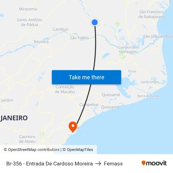 Br-356 - Entrada De Cardoso Moreira to Femass map