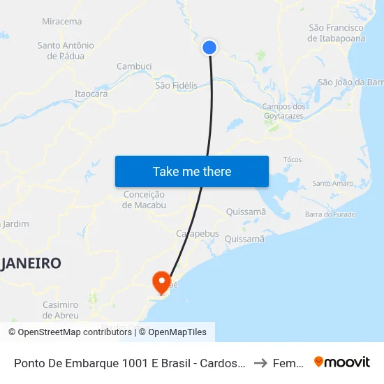 Ponto De Embarque 1001 E Brasil - Cardoso Moreira to Femass map