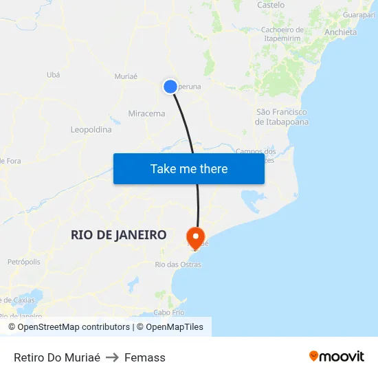 Retiro Do Muriaé to Femass map