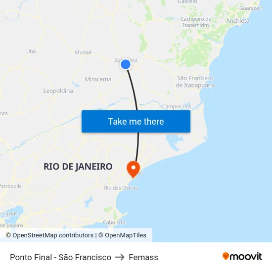Ponto Final - São Francisco to Femass map