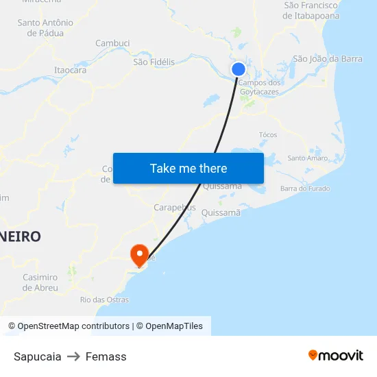 Sapucaia to Femass map