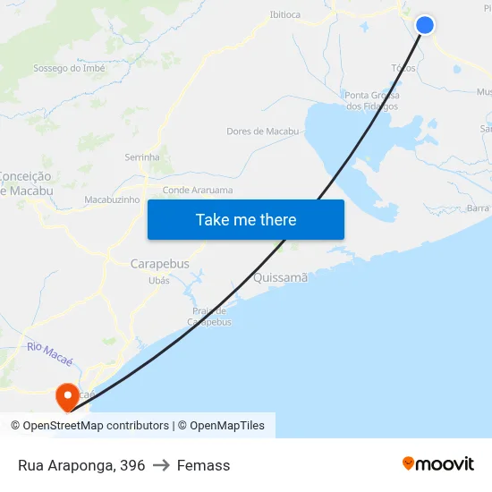 Rua Araponga, 396 to Femass map