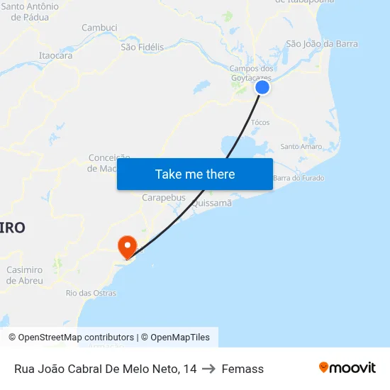 Rua João Cabral De Melo Neto, 14 to Femass map