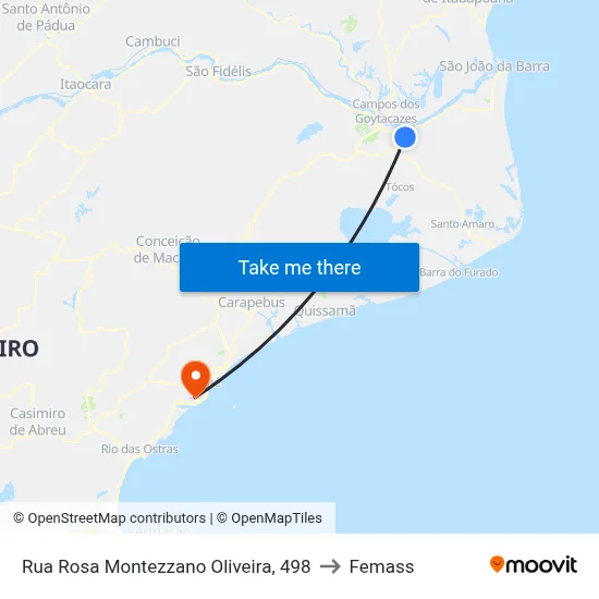 Rua Rosa Montezzano Oliveira, 498 to Femass map