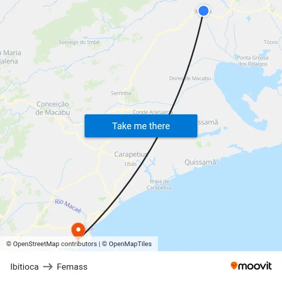 Ibitioca to Femass map