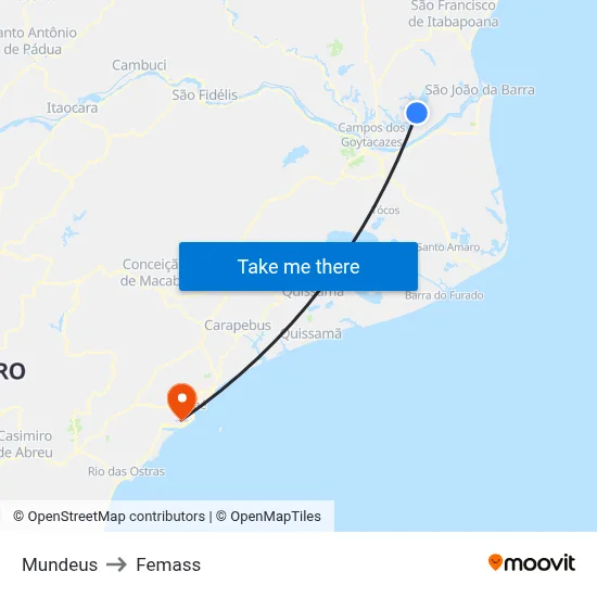 Mundeus to Femass map
