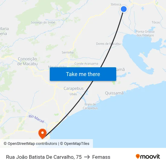Rua João Batista De Carvalho, 75 to Femass map