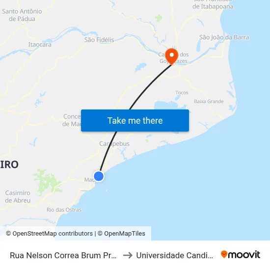 Rua Nelson Correa Brum Próximo Ao 643 to Universidade Candido Mendes map