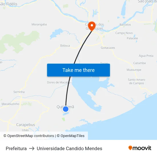 Prefeitura to Universidade Candido Mendes map