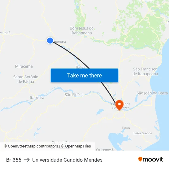 Br-356 to Universidade Candido Mendes map