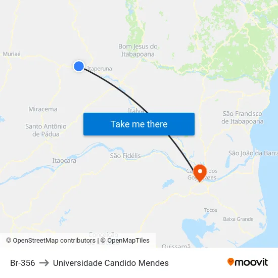 Br-356 to Universidade Candido Mendes map