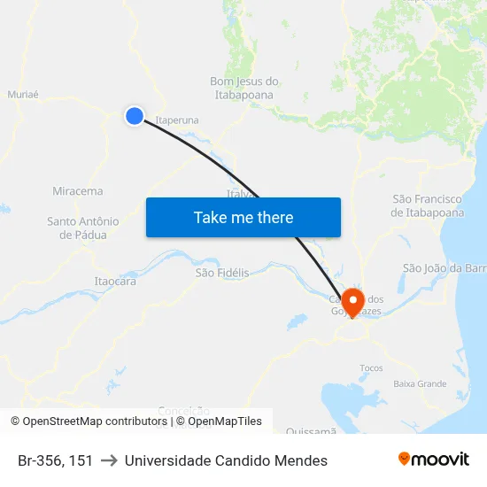 Br-356, 151 to Universidade Candido Mendes map