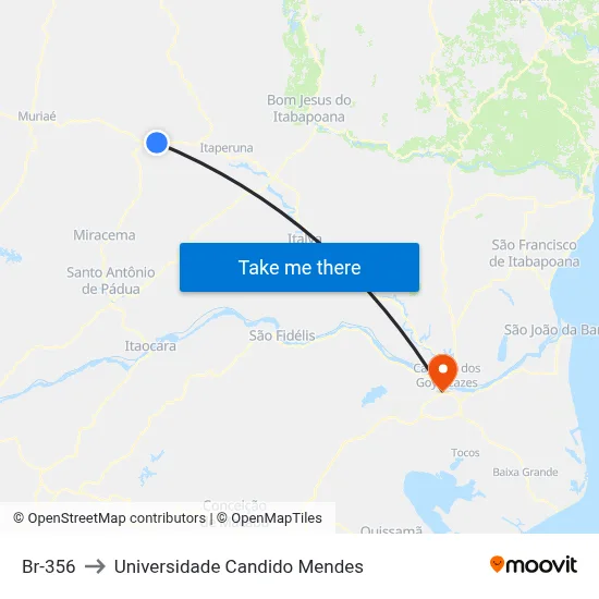 Br-356 to Universidade Candido Mendes map