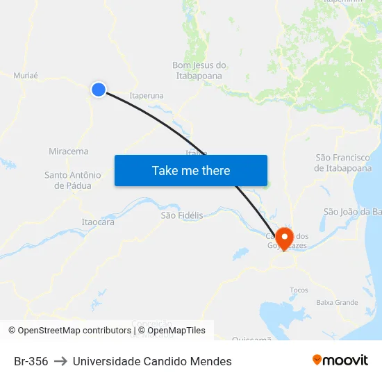 Br-356 to Universidade Candido Mendes map