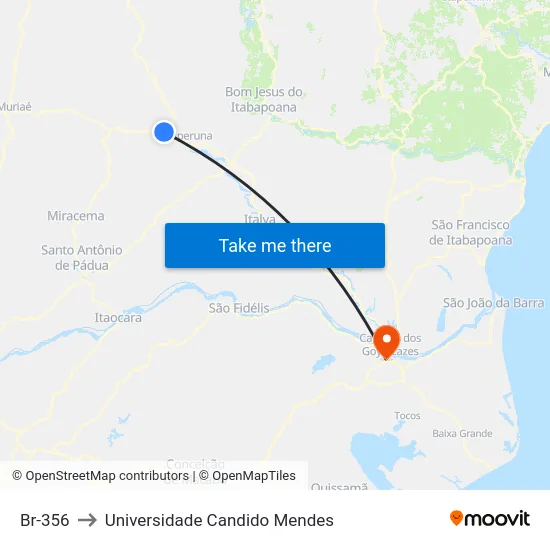 Br-356 to Universidade Candido Mendes map