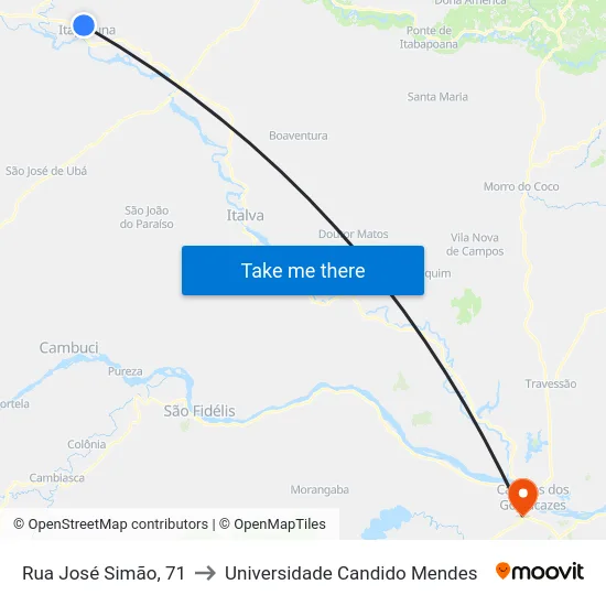 Rua José Simão, 71 to Universidade Candido Mendes map