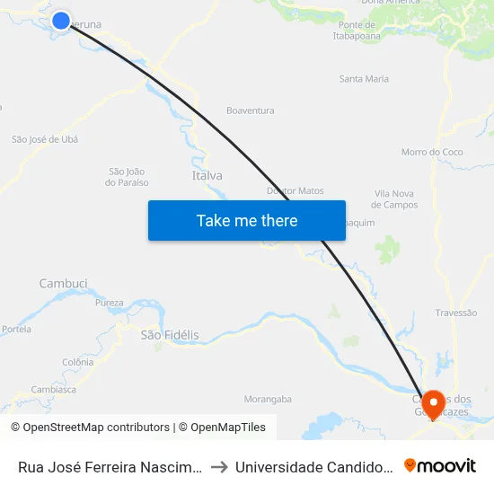Rua José Ferreira Nascimento, 280 to Universidade Candido Mendes map