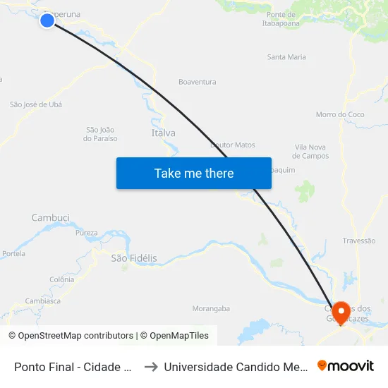 Ponto Final - Cidade Nova to Universidade Candido Mendes map
