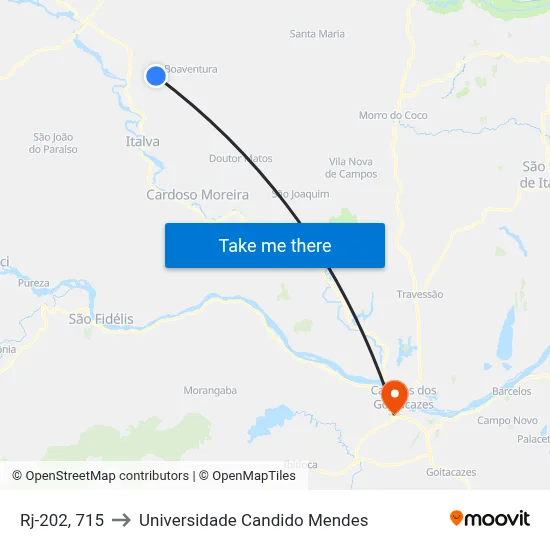 Rj-202, 715 to Universidade Candido Mendes map