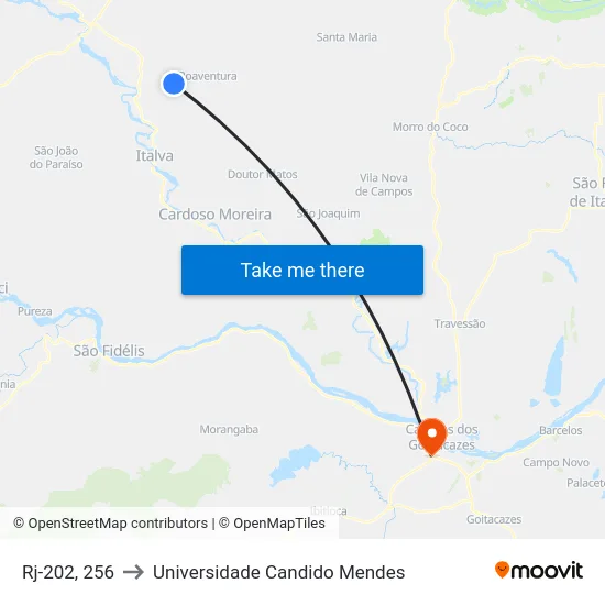 Rj-202, 256 to Universidade Candido Mendes map