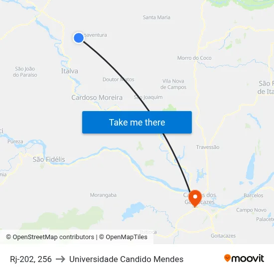 Rj-202, 256 to Universidade Candido Mendes map