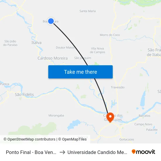 Ponto Final - Boa Ventura to Universidade Candido Mendes map